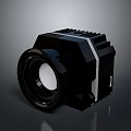 Black Professional Optical Device Featuring Circular Lens And Structured Surface Design 3d model