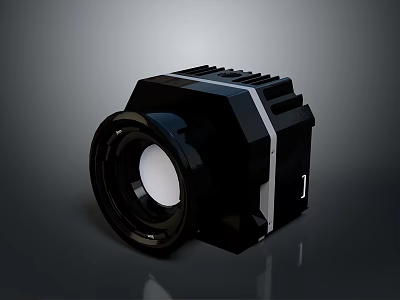 Black Professional Optical Device Featuring Circular Lens And Structured Surface Design 3d model