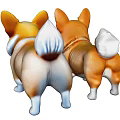Adorable Cute Corgi Figurines With Smiling Faces Standing On White Background
