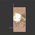 Outdoor Tactical Setup With Stacked Sandbags Herringbone Brick Floor Green Plants And Wooden Crates