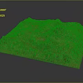 Detailed 3D Terrain Model of Mountain Landscape With Green Vegetation and Brown Rocky Texture