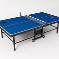 Portable Blue Ping Pong Table With Net Wheels Paddle And Ball For Sports