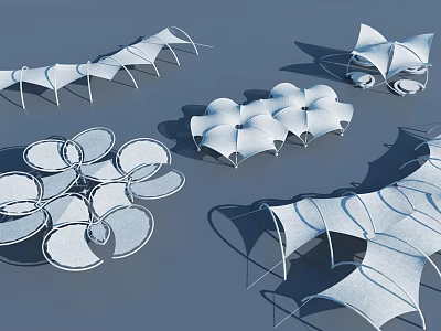 Innovative Tensile Membrane Architectural Structures With Various Modern Shapes And Forms 3d model
