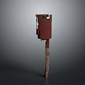 Rusty Metal Structure With Weathered Surface And Vertical Stand Base Design
