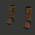 Colorful Socks With Blue Base And Intricate Orange Red Patterns For Modern Fashion