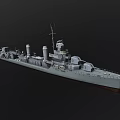 Classic Vintage Warship Model With Detailed Deck Gray Hull And Smokestacks