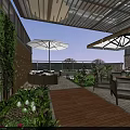 Tranquil Garden Landscape Design With Wooden Deck Greenery Wall And Outdoor Furniture