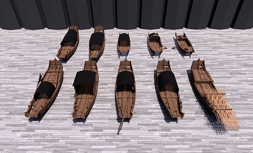 Chinese wooden boat 3d model