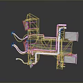 Engineering Industrial Metal Frame Structure With Pipes Ladders And Platforms Design