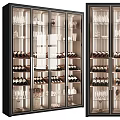 Modern Wine Cabinet Design With Multiple Shelves For Wine Bottles And Glassware