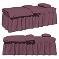 Purple Massage Bed With Soft Mattress Pillow And Ruffled Skirt Design