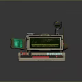 Retro Netlight Computer with Dual Screens Green Display and Red Keyboard Design 3d model