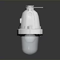 White Industrial Lighting Fixture With Blue Transparent Base And Metal Top