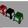 Red Black Green Plastic Stools with Simple Hollow Design and Colorful Look