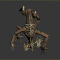 Fantasy Game Movie Character With Wooden Branches Vines And Spiky Thorns Covered Body