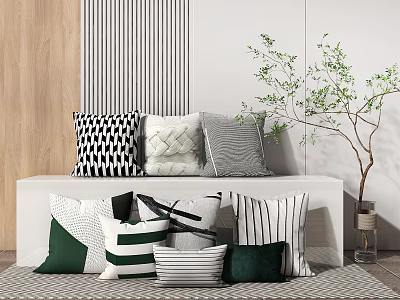 Decorative Pillows With Striped Geometric And Solid Color Patterns For Modern Home Sofa Decor 3d model