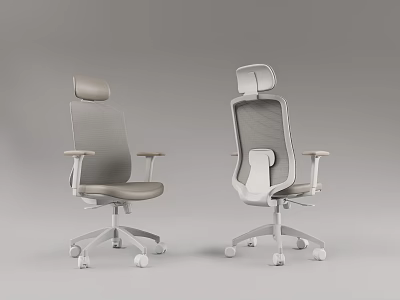 Modern Gray Swivel Office Chair With Armrests Backrest And Wheels 3d model