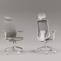 Modern Gray Swivel Office Chair With Armrests Backrest And Wheels