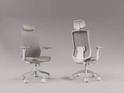 Office Chair Ergonomic Chair Computer Chair E-Sports Chair Cream Style Grey and White Wheelchair Swivel Chair 3d model