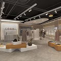 Modern Clothing Store Interior With Clothing Racks Dresses Display White Counter Lighting And Brand Logo