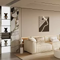 Modern Cream Style Sofa And Coffee Table Set For Comfortable Elegant Minimalist Living Room Interior