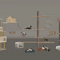 Wooden Multi Level Cat Furniture With Tree Bed Scratching Post And Play Areas