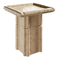 Brown Textured Stone Side Table With Columnar Base And Decorative Balls
