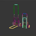 Two Heavy Duty Metal Trolleys With Red Wheels For Transport Use