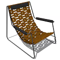 Brown Woven Lounge Chair With Black Metal Frame And Armrests