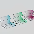 Modern Transparent Side Tables With Gradient Colors And Multi Layer Metal Shelves 3d model