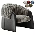 Modern Accent Chair With Houndstooth Fabric Black Leather Armrests And Color Options