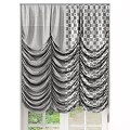 Pleated Gray Roman Blind Design For Window With Natural Green Background View