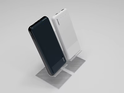 Black Smartphone And White Power Bank On Display Stand For Mobile Devices 3d model