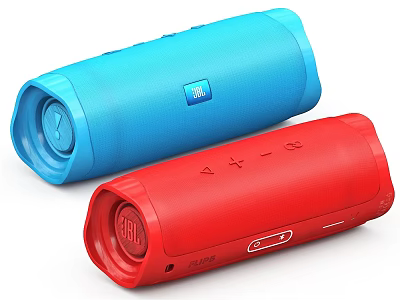 JBL Portable Wireless Speakers Blue And Red With Waterproof Design And Sound Quality 3d model