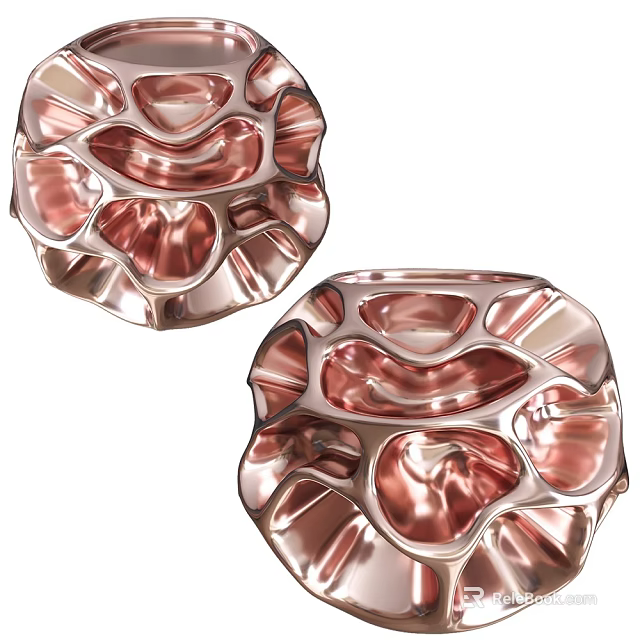 Rose Gold Decorative Ornament Set With Irregular Texture And Metallic Shine For Home Decor 3d model 
