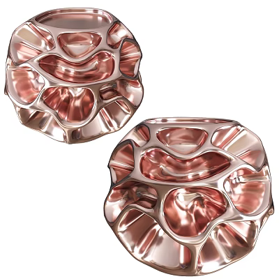 Rose Gold Decorative Ornament Set With Irregular Texture And Metallic Shine For Home Decor 3d model