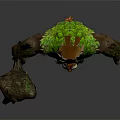 Mystical Antlered Forest Guardian Creature With Plant Decor And Tree Stump Staff