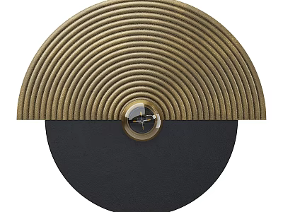 Modern Semicircular Wall Lamp With Golden Striped Design And Black Base for Indoor Home Lighting 3d model