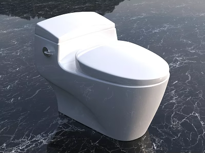 Modern White Toilet Design With Sleek Ceramic Finish On Marble Floor Surface 3d model