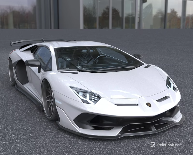 High Performance White Lamborghini Sports Car With Sleek Design And Rear Spoiler 3d model 
