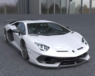 High Performance White Lamborghini Sports Car With Sleek Design And Rear Spoiler 3d model
