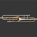 Three Different Colored Trombones Copper Silver Gold on Black Background With Reflections