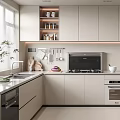 Modern Kitchen Interior With Light Cabinets Built in Appliances Sleek Countertop And Natural Light