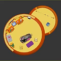 Vibrant Children's Playroom Interior With Toys Shelves Mirror And Round Design