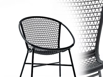 Black Mesh Design Outdoor Leisure Chair With Metal Frame And Modern Style 3d model