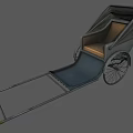 Traditional Vintage Rickshaw With Wooden Seat Black Canopy And Spoked Wheels