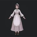 Classic Female Character In White Lace Trimmed Dress And Headscarf Against Dark Background