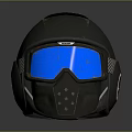 Futuristic Weapon Helmet With Blue Lens Goggles Starry Pattern Ventilation Holes And Side Structures