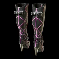 Black High Heel Boots With Pink Crisscross Lines And Silver Toe Caps
