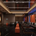 Elegant Modern KTV Interior With Spacious Comfortable Leather Sofas Glossy Marble Floor And Ambient Lighting